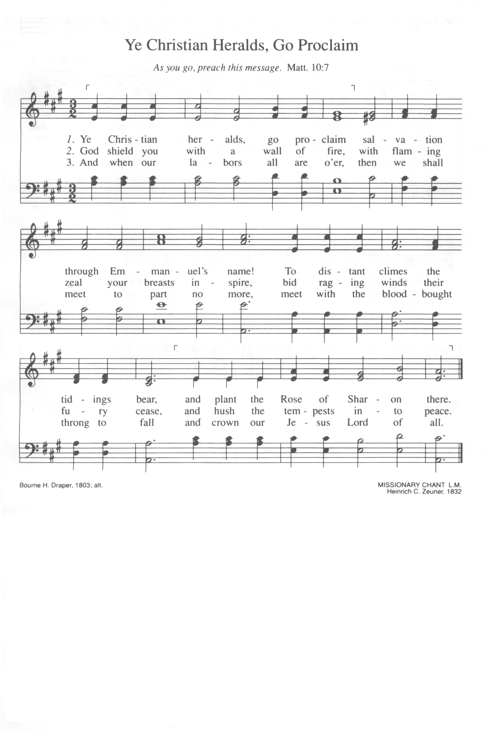 Hymn Sheet for Ye Christian Heralds, Go Proclaim