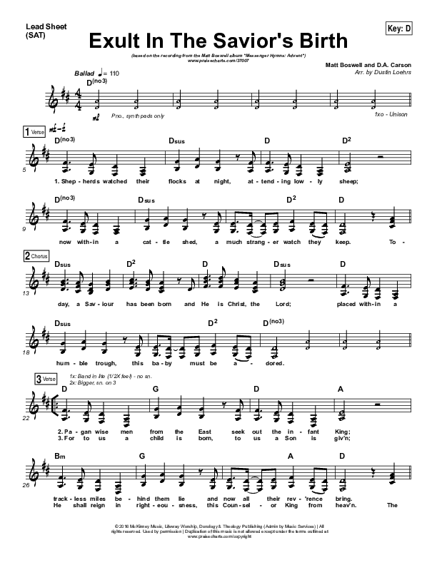 Hymn Sheet for Exult in the Savior's Birth