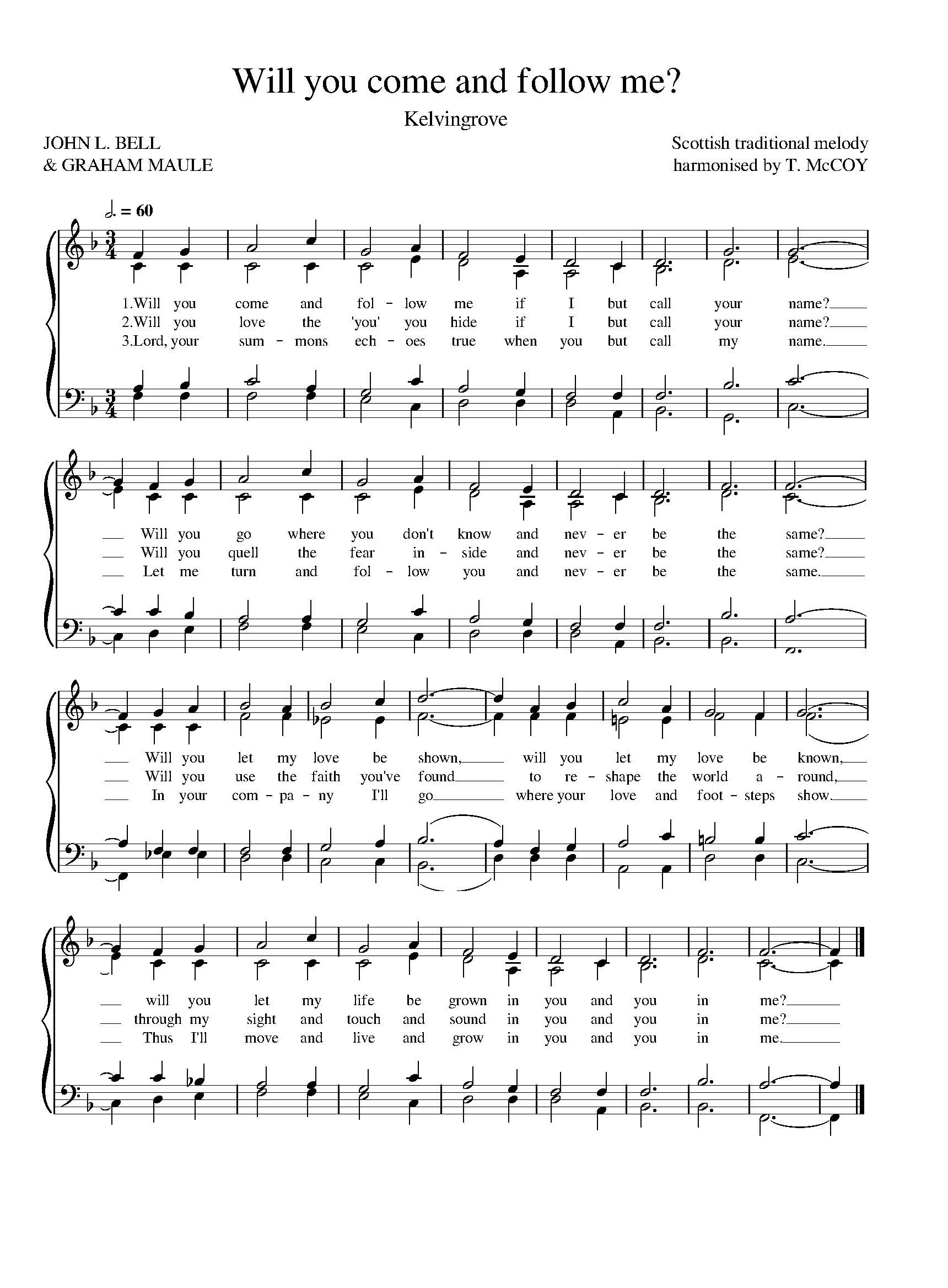 Hymn Sheet for Will You Come and Follow Me (The Summons)