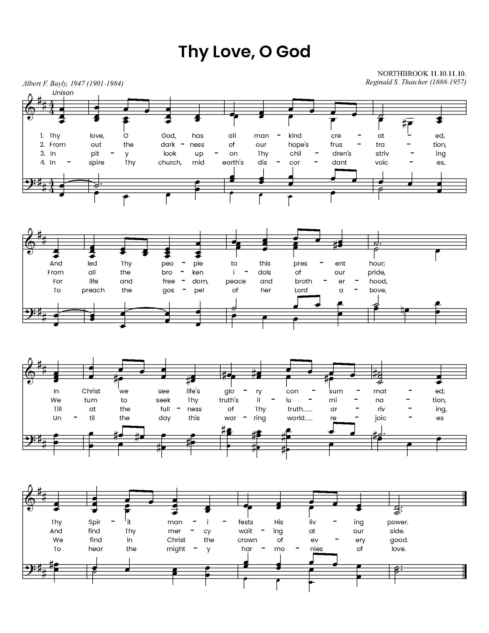 Hymn Sheet for Thy Love, O God