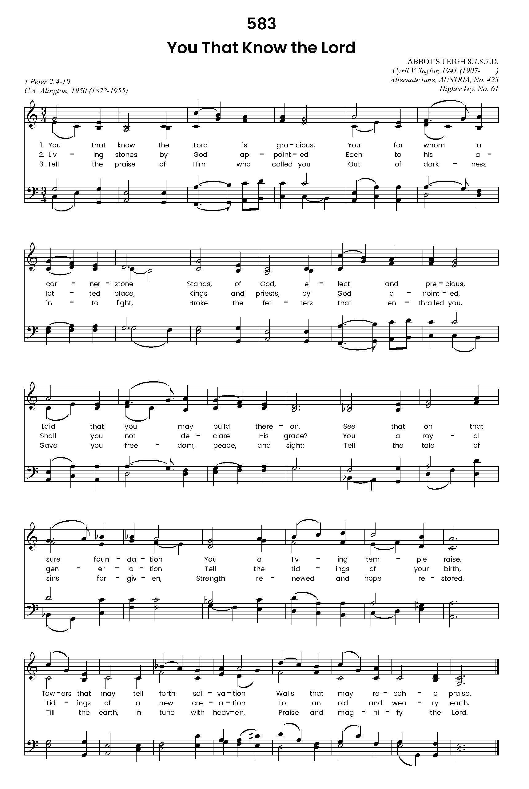 Hymn Sheet for You That Know the Lord is Gracious