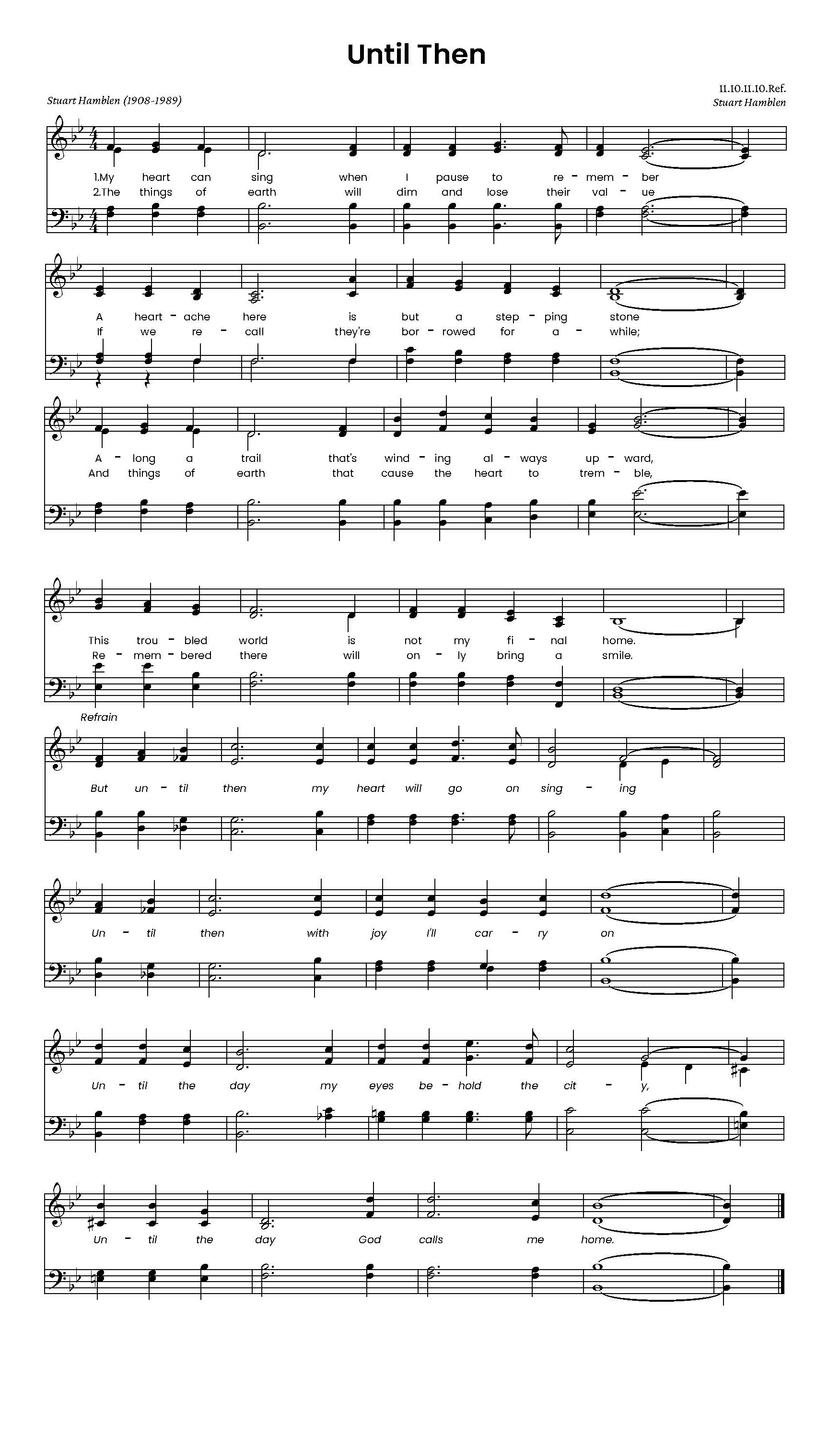 Hymn Sheet for Until Then