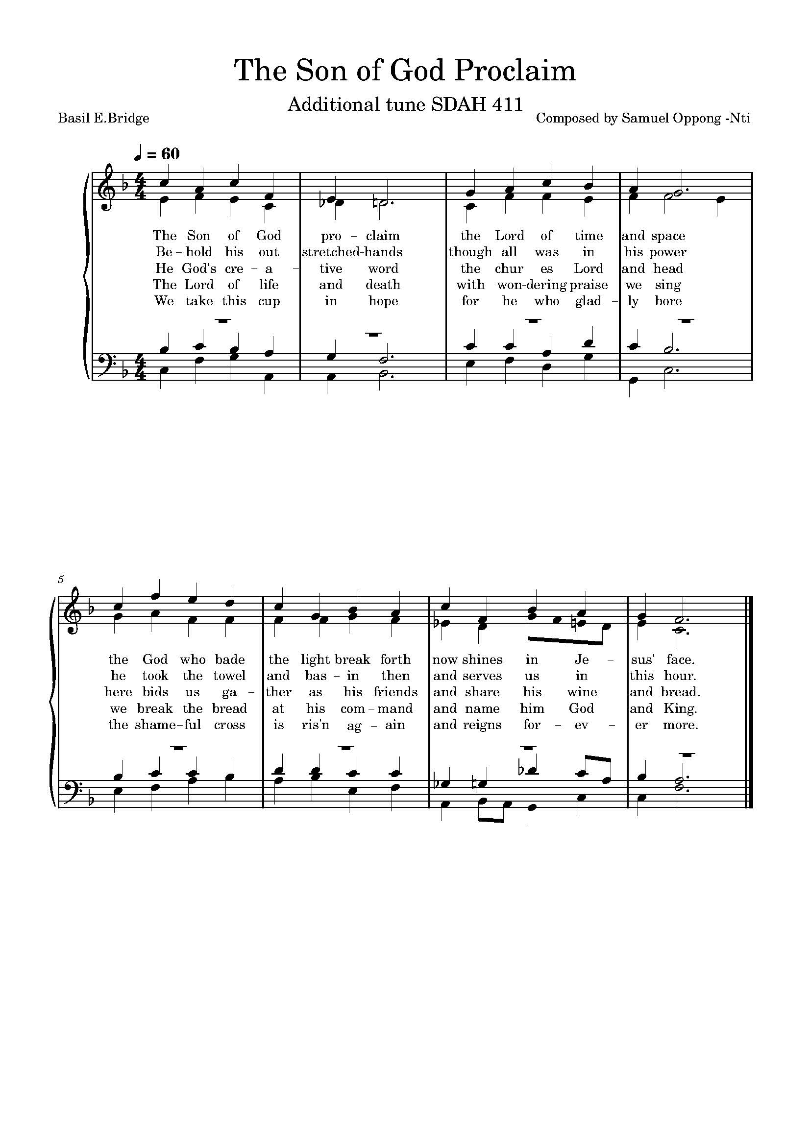 Hymn Sheet for The Son of God Proclaim
