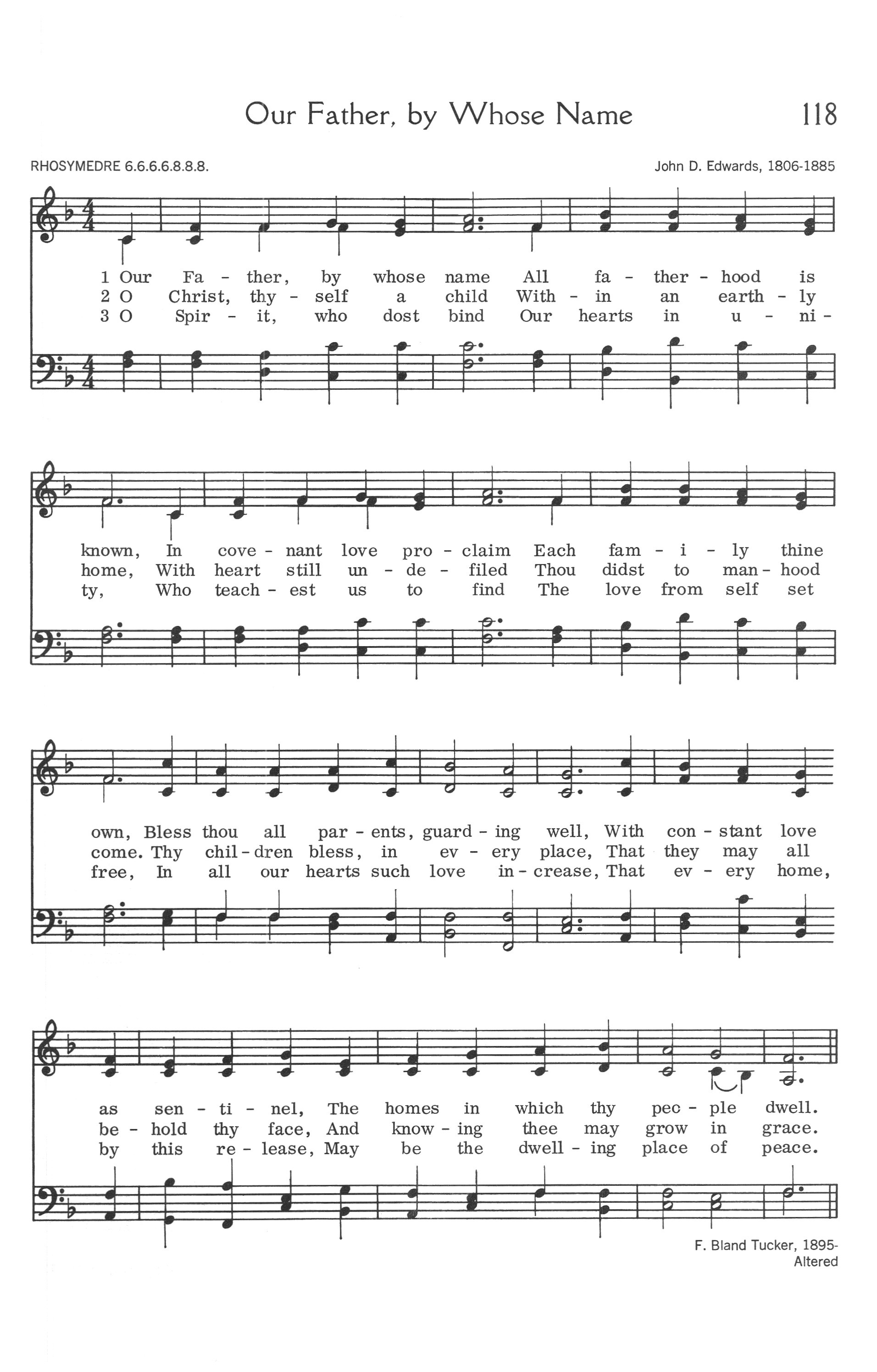 Hymn Sheet for Our Father, by Whose Name