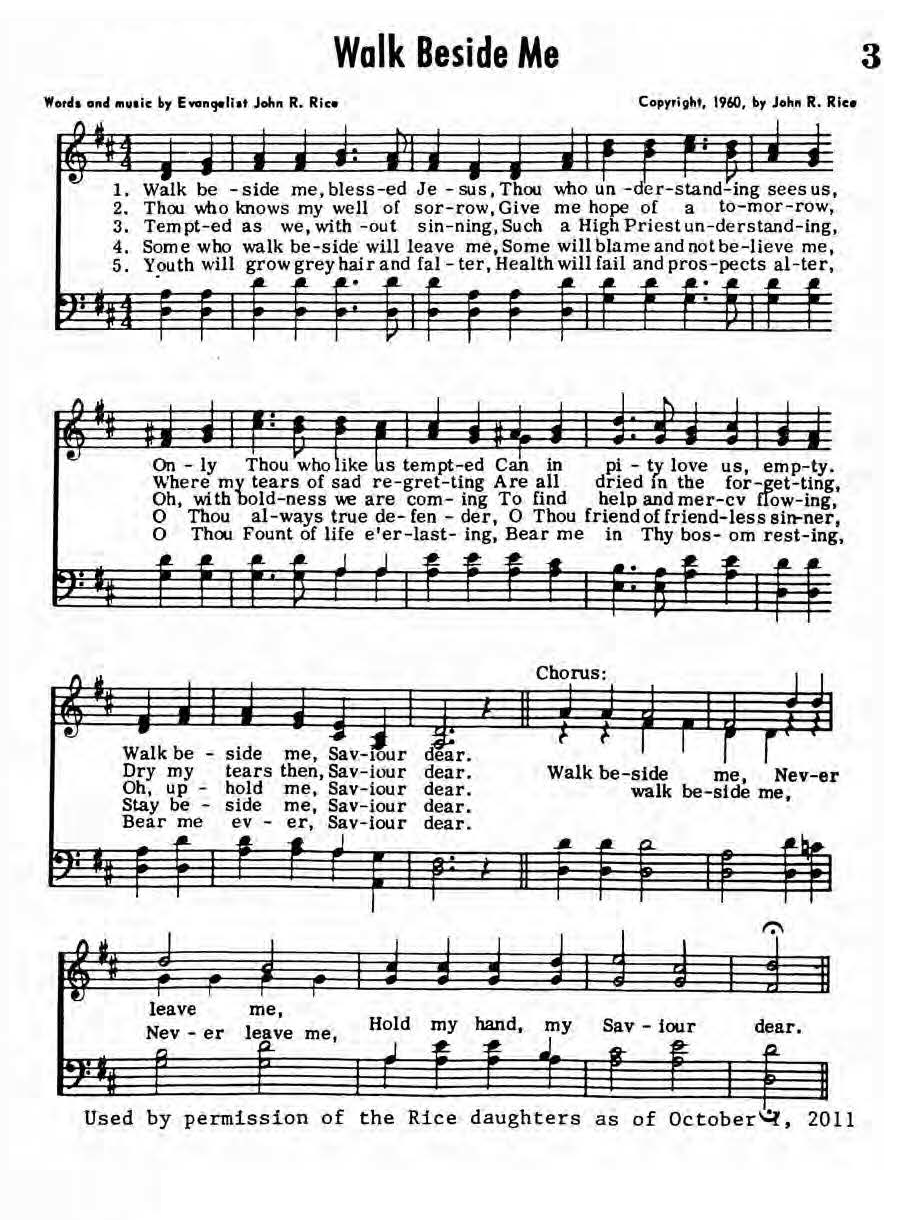 Hymn Sheet for Walk Beside Me