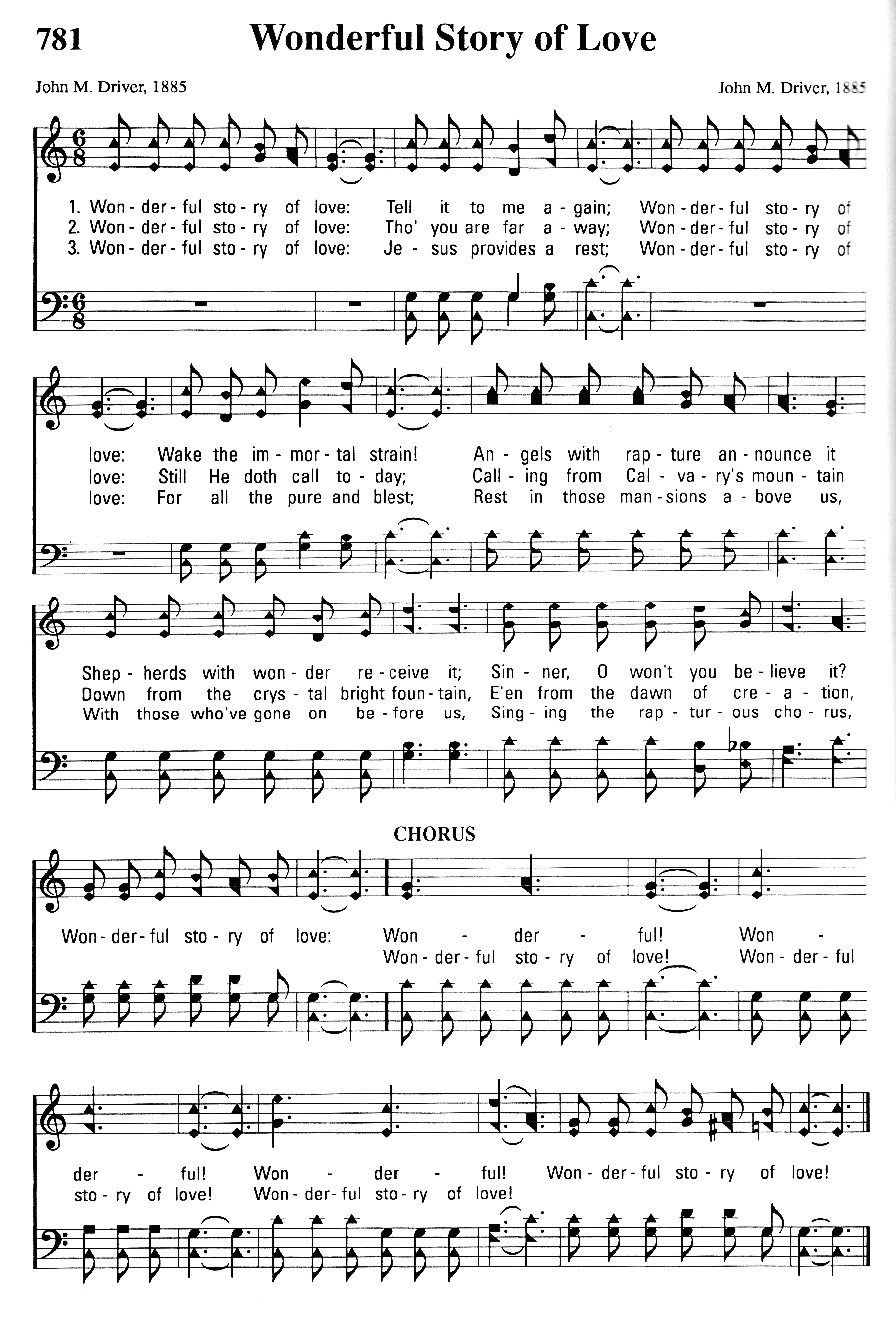 Hymn Sheet for Wonderful Story of Love